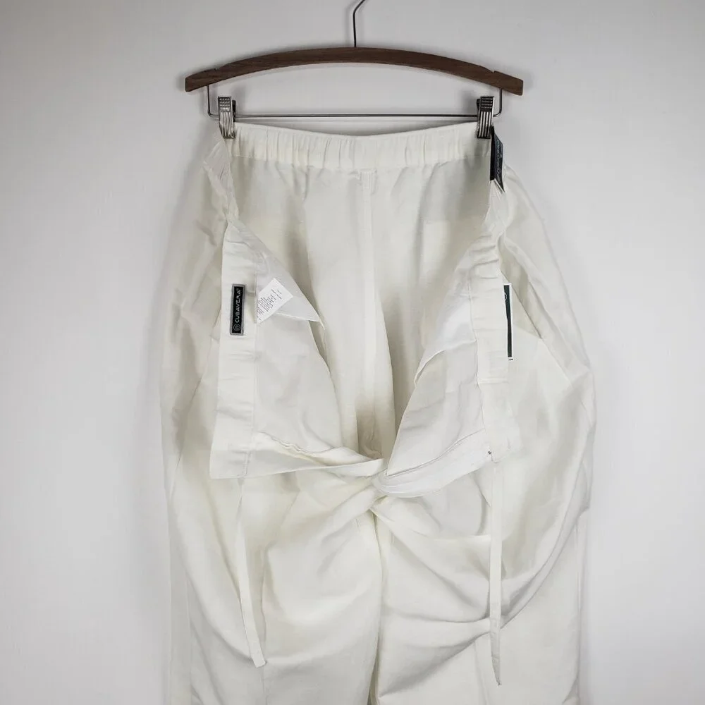 Cubavera Linen Blend Pants White Drawstring Casual NWT Mens Size XXL